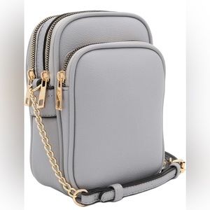 Grey Casual Medium Crossbody Bag with Adjustable Strap